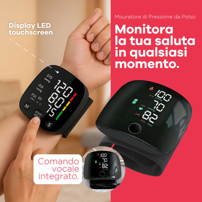 Misuratore di Pressione da Polso con Schermo LED e Voce