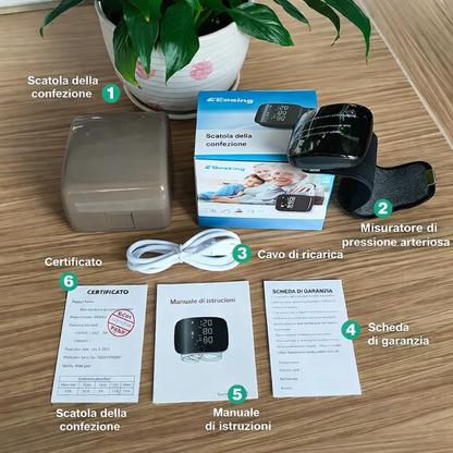 Misuratore di Pressione da Polso con Schermo LED e Voce